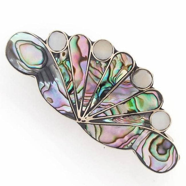 Blue Pacific Abalone & Mother-of-Pearl Hair Clip Barrettes