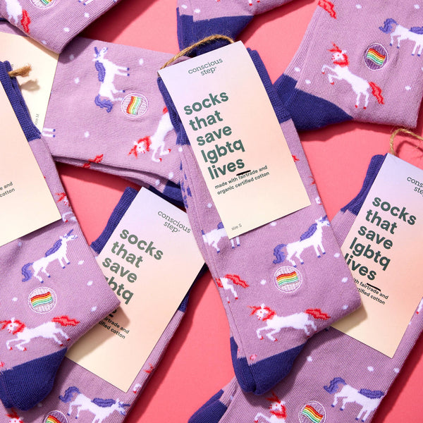Socks that Save LGBTQ Lives (Purple Unicorns): Small