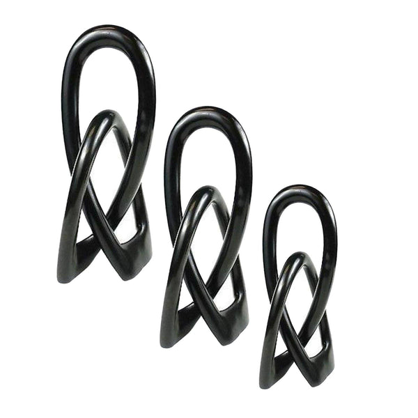 Lover's Knot Soapstone Sculpture, Black Finish