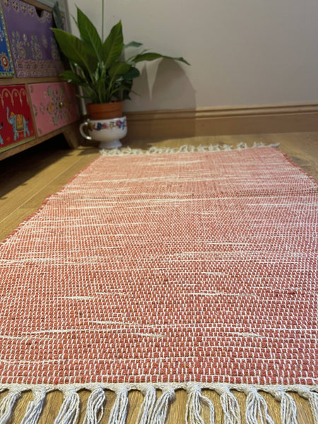 HUSH Hand Loomed Soft Cotton Rug in Muted Colours