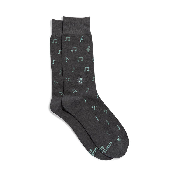 Socks that Support Music (Gray Music Notes/Medium)