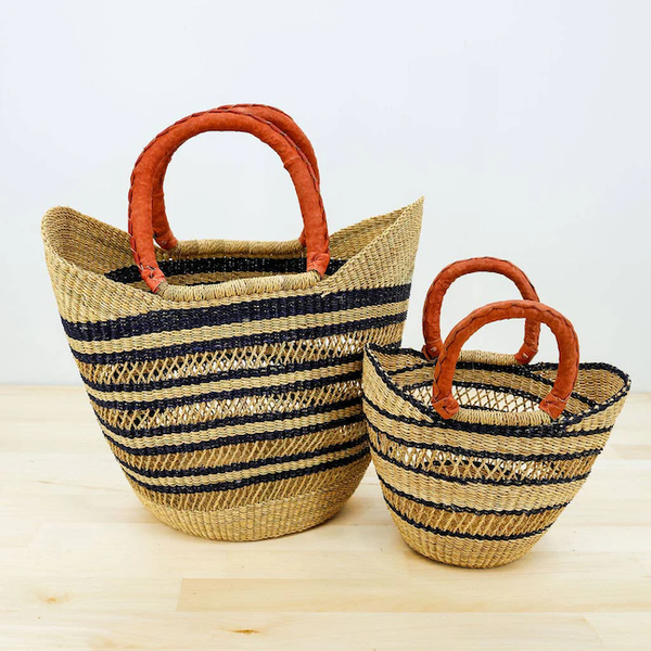 U-Shopper Tote Basket Bag, Multi-Color Open Weave
