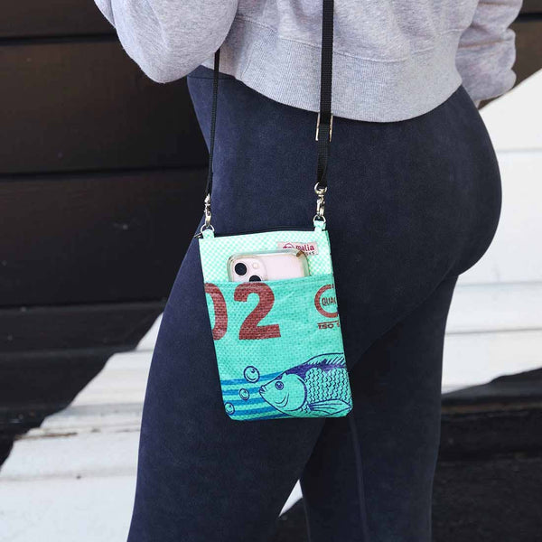 Mini Recycled Phone Crossbody -Lightweight Travel Bag