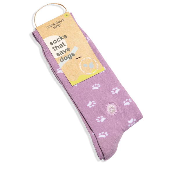 Socks that Save Dogs (Purple Paw Prints): Medium