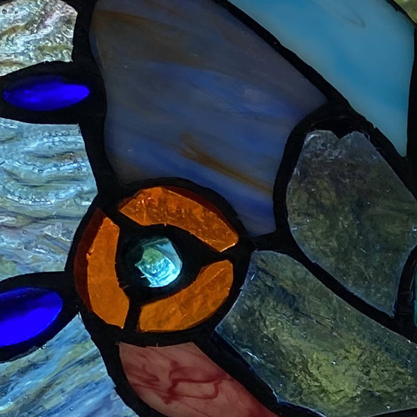 12"H Grayson Purple, Blue & Red Butterfly Window Panel