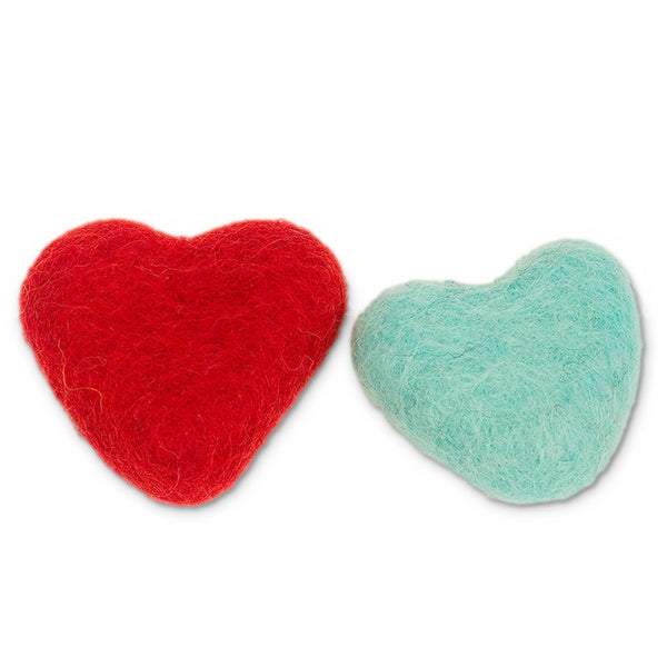 Hearts Wool Cat Toy - Pack of 2, Assorted Colors