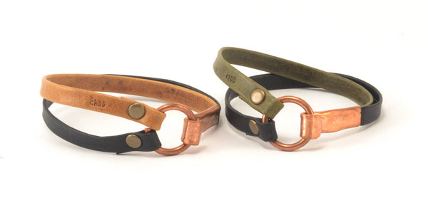Copper Clasp Leather Bracelet (Sale)