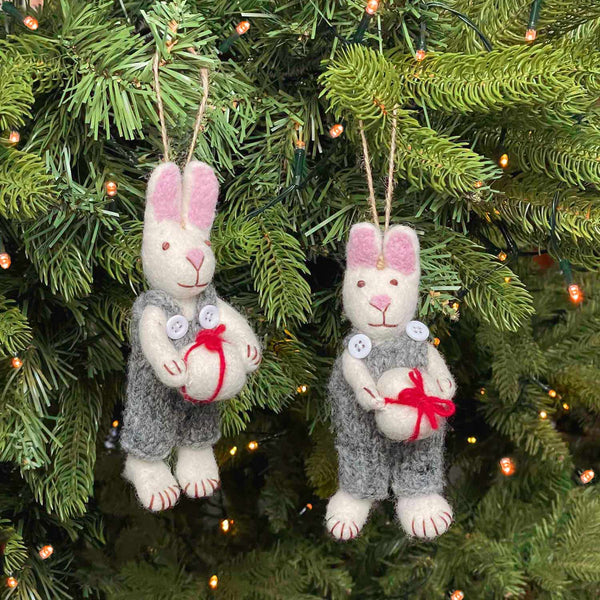 Felt Rabbit with Gift Hanging Decoration