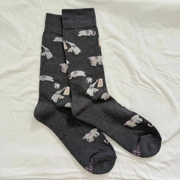 Socks that Support Mental Health (Gray Elephants)