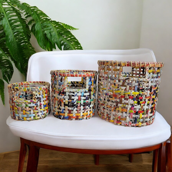 Round Basket - Recycled Paper