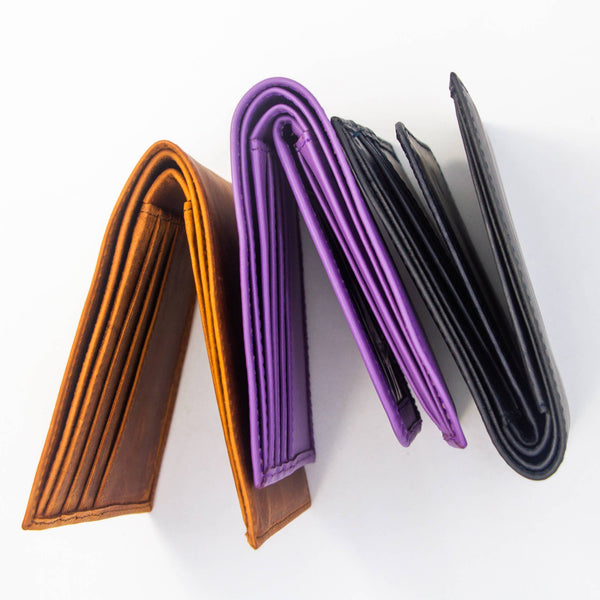 Leather BiFold Wallet - Purple - Artisan Fair Trade