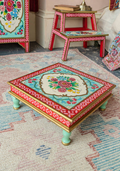 Rikisha Hand Painted Bajot Table