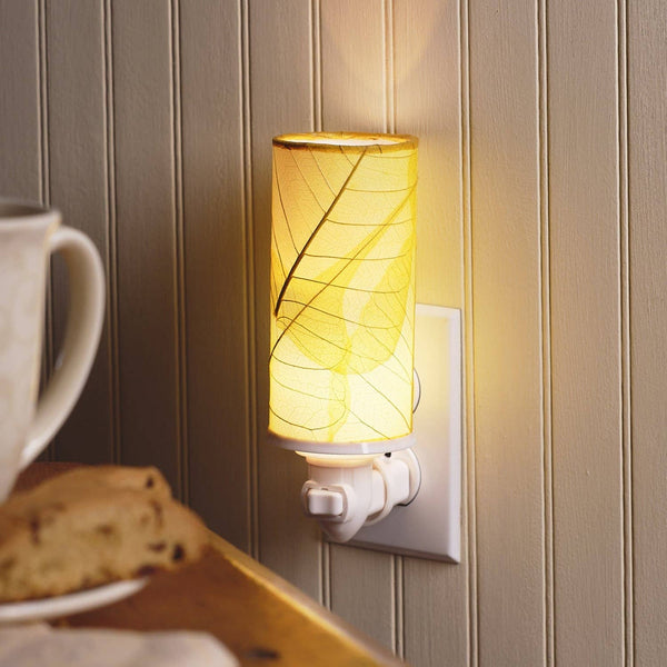 Cylinder Nightlight Yellow, Shade Made of Cocoa Leaves