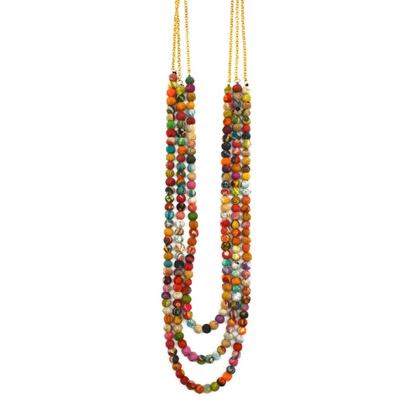 Aasha Layered Beaded Kantha Handcrafted Necklace