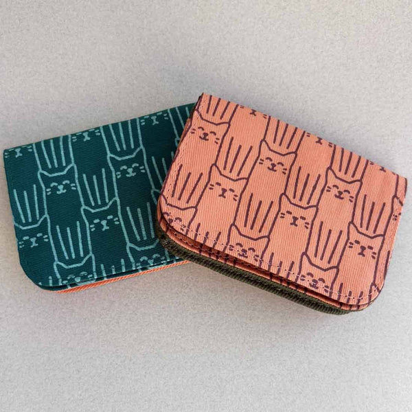 Cotton Canvas Cardholders - Cat Prints - Small Wallet