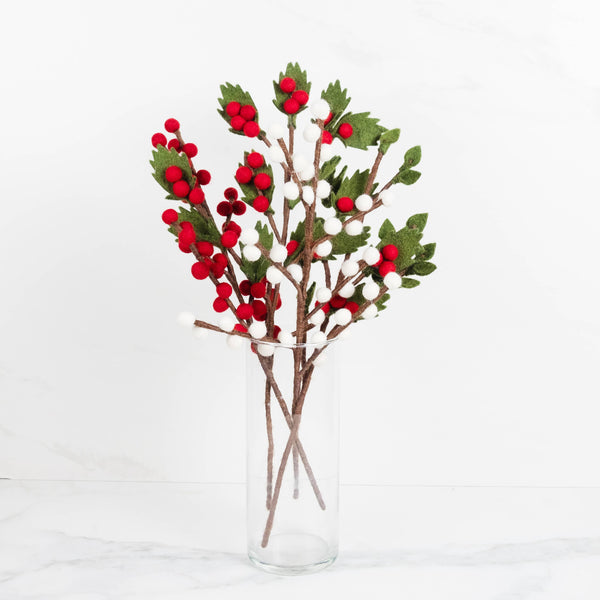 Felt Décor - Red & White Holly Berry