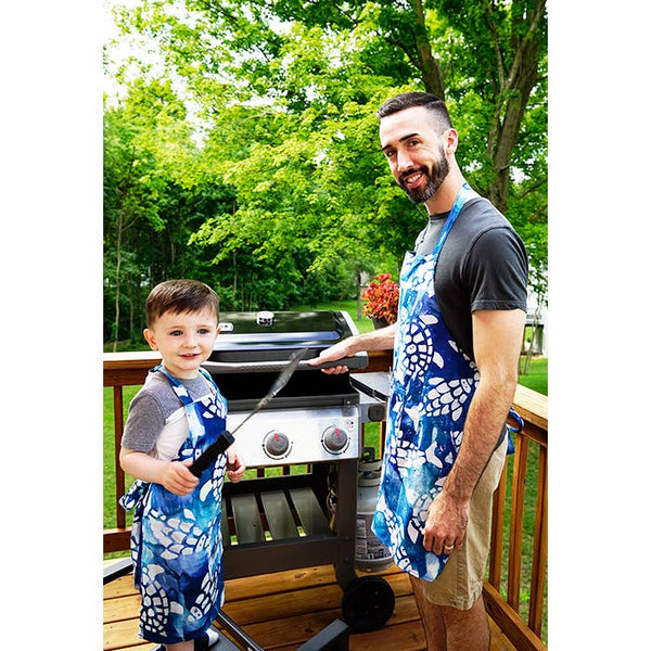 Apron Reversible: Fishy Turtles - Teal
