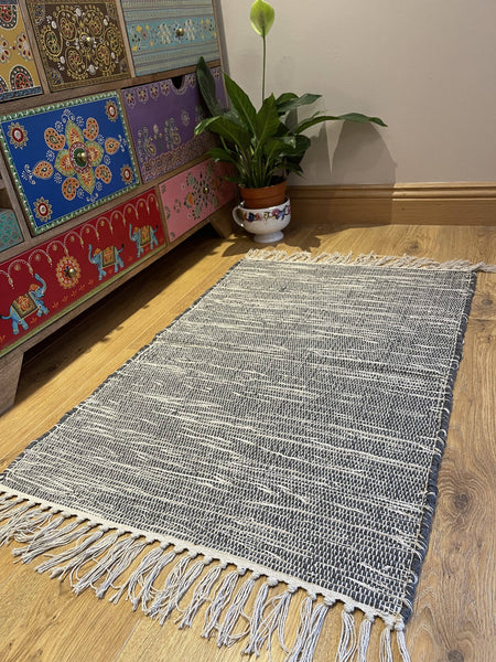 HUSH Hand Loomed Soft Cotton Rug in Muted Colours
