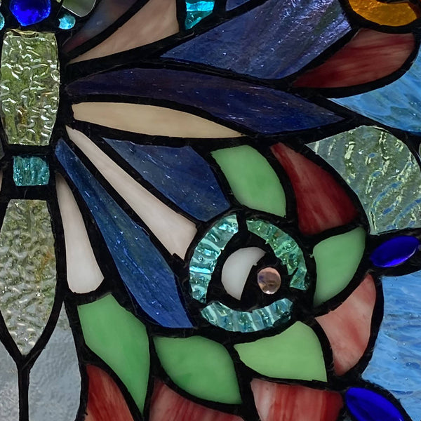 12"H Grayson Purple, Blue & Red Butterfly Window Panel
