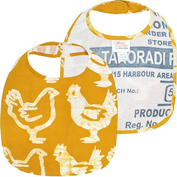 Bib: Chickens - Gold-Organic