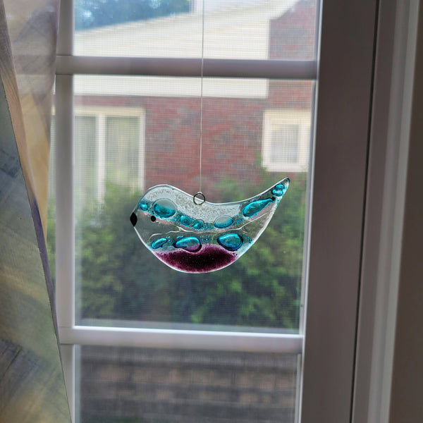 Fused Glass Bird Suncatcher Assorted Colors
