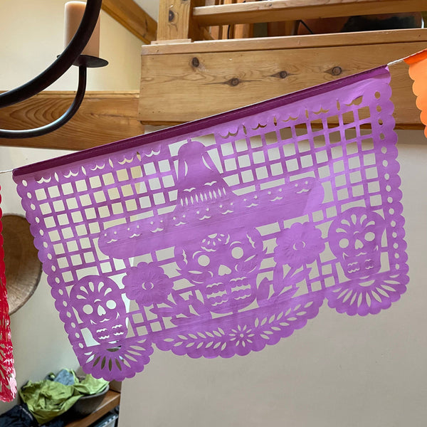 Medium Plastic Day of the Dead Papel Picado Banners – Dozen