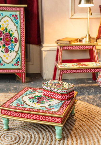 Rikisha Hand Painted Bajot Table