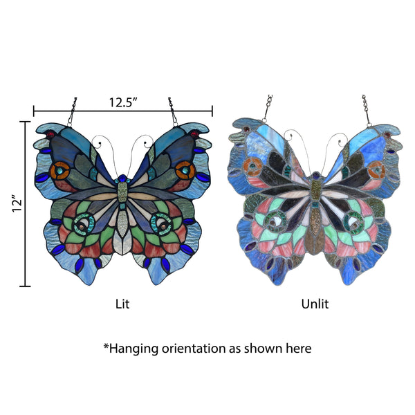 12"H Grayson Purple, Blue & Red Butterfly Window Panel