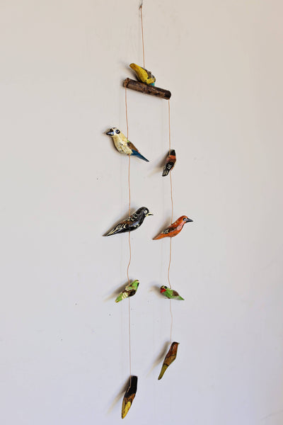 Hand-Painted Wooden Bird Mobile