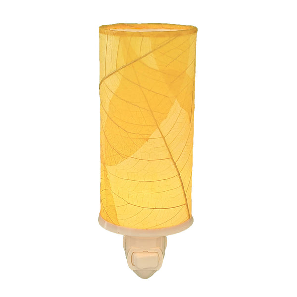 Cylinder Nightlight Yellow, Shade Made of Cocoa Leaves