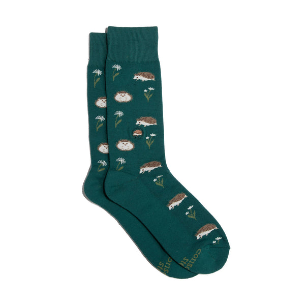 Socks that Protect Pollinators - Green Hedgehogs/Medium