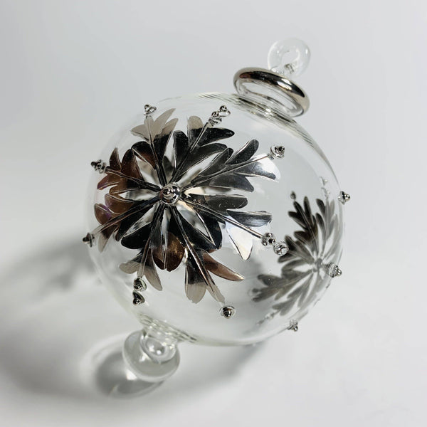 Blown Glass Ornament - Silver Snow Flake