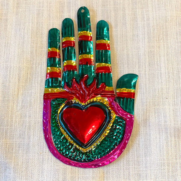 Hand Heart Tin Ornament