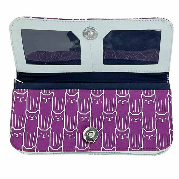 Cat Print Long Wallet - Gift for Cat Lovers - Vegan Wallet