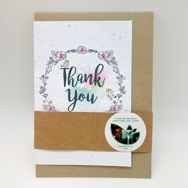 Growing Paper greeting card - Thank You