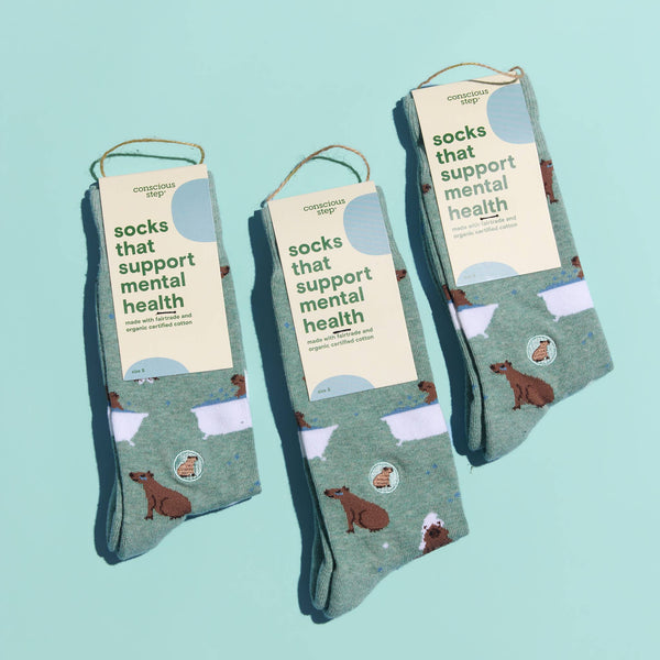 Socks that Support Mental Health (Green Capybaras)