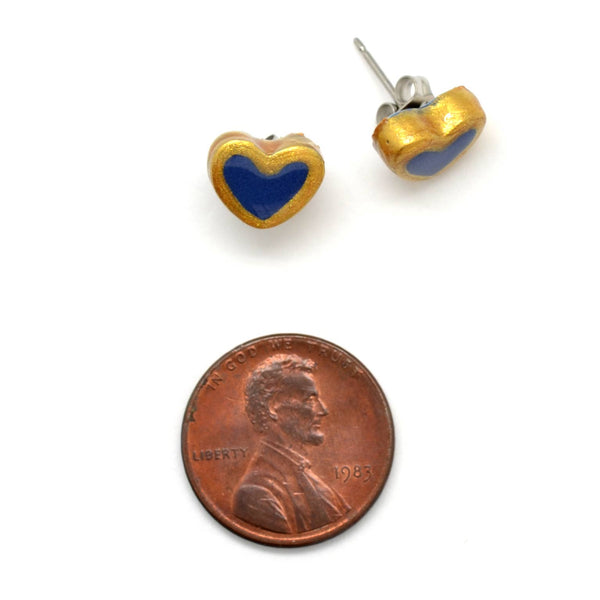 Ceramic Gold Edge Heart Studs