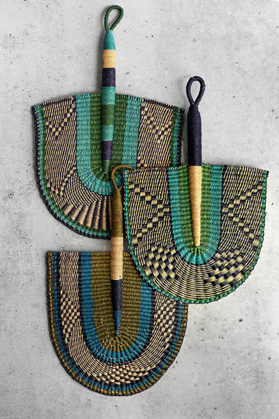 Deep Sea Veta Vera African Hand Fan or Woven Wall Art
