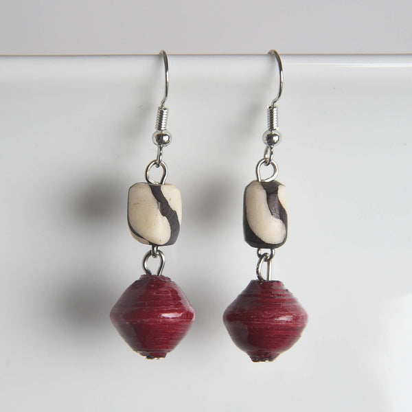 Batik Bone & Paper Earrings