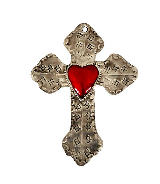 Tin Cross With Heart