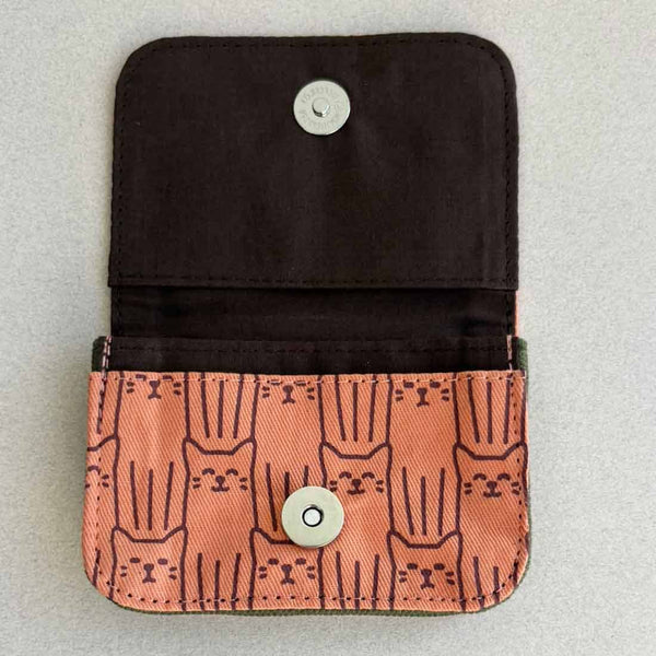 Cotton Canvas Cardholders - Cat Prints - Small Wallet