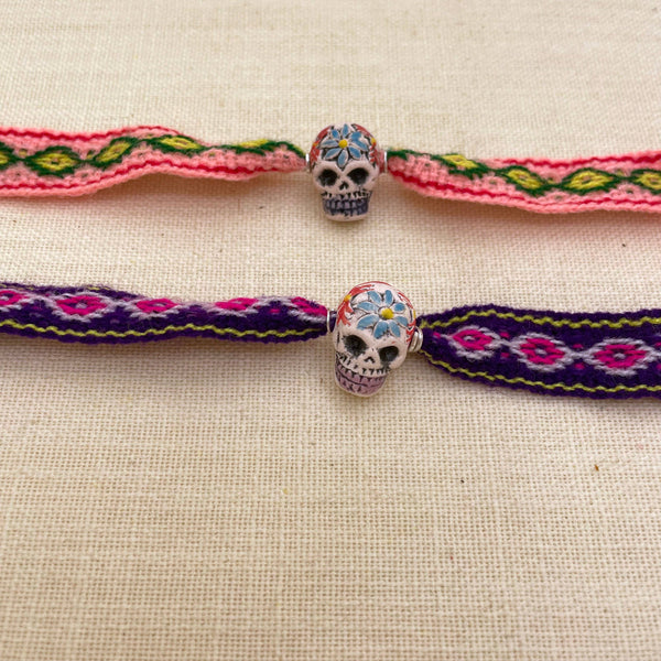 Woven Skull Bead Bracelet, Peru