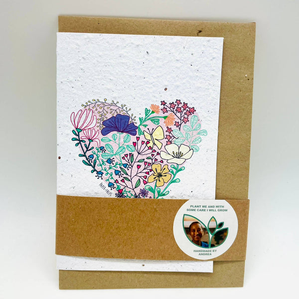Growing Paper greeting card - Flower Heart