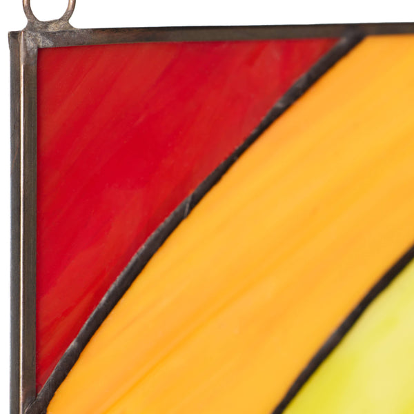 7"H Rainbow Paw Print Tiffany Stained Glass Window Panel