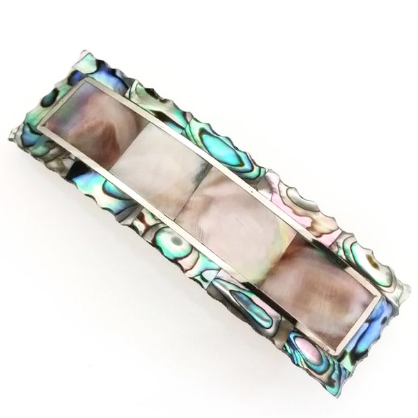 Blue Pacific Abalone & Mother-of-Pearl Hair Clip Barrettes