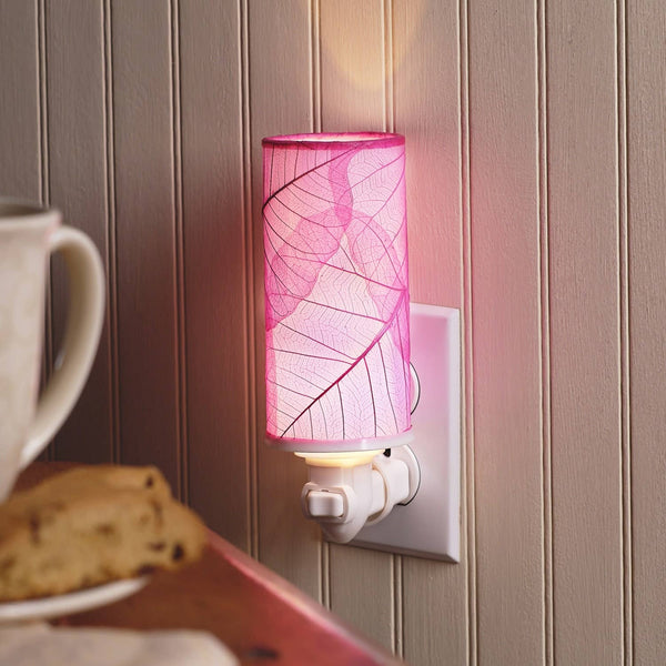 Cylinder Nightlight Pink, Shade Made of Cocoa Leaves