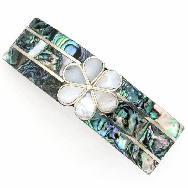 Blue Pacific Abalone & Mother-of-Pearl Hair Clip Barrettes