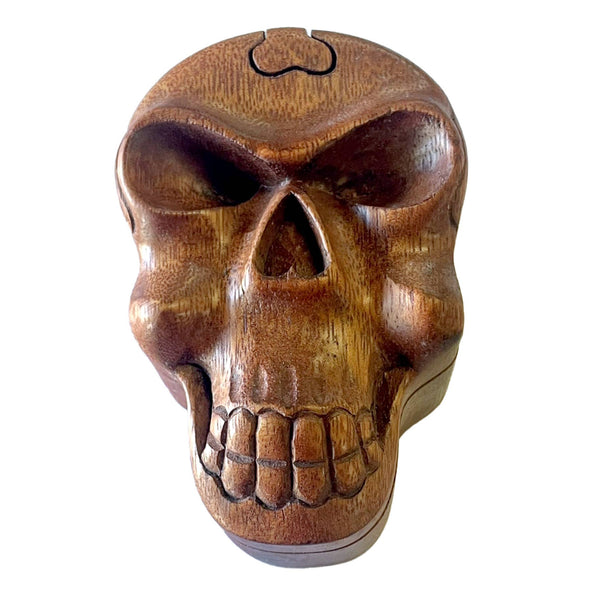 Skull Carved Wooden Puzzle Box