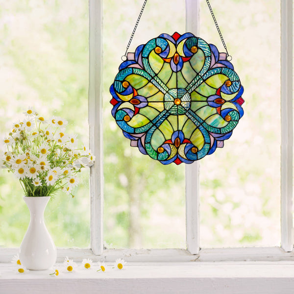 12"H Halston Multicolor Stained Glass Window Panel