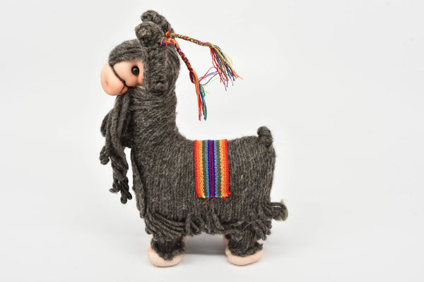 Llama Doll Plush Alpaca Yarn Natural Standing 14" Tall